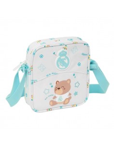 Safta Real Madrid Preescolar Bolsito con Bandolera Ajustable - Compacto - Cierre con Cremallera - 16x18x4cm - Color Blanco