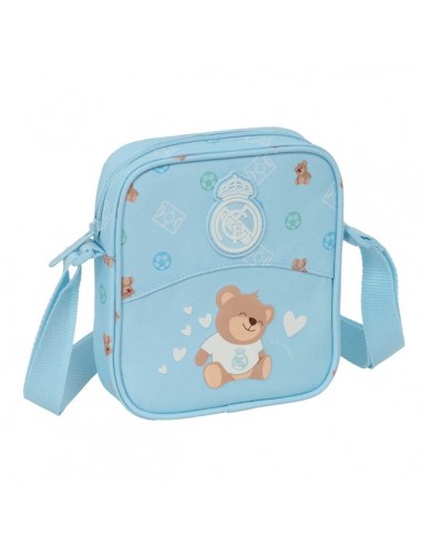Safta Real Madrid Preescolar Bolsito con Bandolera Ajustable - Compacto - Cierre con Cremallera - 16x18x4cm - Color Azul