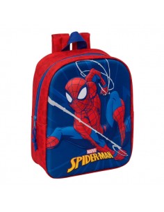 Safta Spider-Man Mochila Guarderia 3D - 6L - Cremallera - Asa de Mano - 22x27x10cm - Color Rojo y Azul