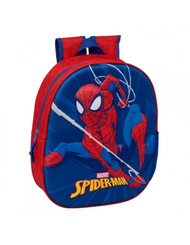 Safta Spider-Man Mochila 3D - Portabotellas - Hombreras Acolchadas - Asa de Mano Superior - 27x33x10cm - Color Rojo y Azul