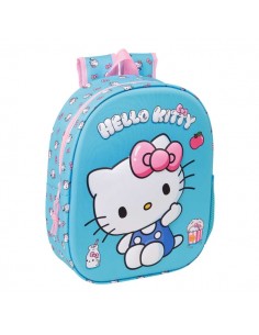 Safta Hello Kitty Mochila 3D - Portabotellas - Hombreras Acolchadas - Asa de Mano Superior - 27x33x10cm - Color Azul Claro
