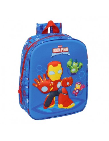 Safta Iron Man Mochila Guarderia 3D - 6L - Cremallera - Asa de Mano - 22x27x10cm - Color Azul Oscuro