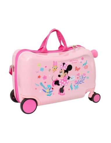 Safta Minnie Mouse Baby Maleta Trolley Infantil - Reposapies - Bandolera Ajustable - Asas de Mano - Tiradores con Ranura para