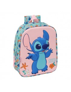 Safta Stitch Mochila Guarderia 3D - 6L - Cremallera - Asa de Mano - 22x27x10cm - Color Rosa