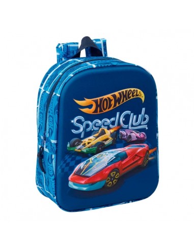 Safta Hot Wheels Mochila Guarderia 3D - 6L - Cremallera - Asa de Mano - 22x27x10cm - Color Azul Marino