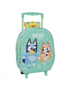 Safta Bluey Mochila con Carro - Portabotellas - Hombreras Acolchadas - Asa de Mano - 27x33x10cm - Color Menta