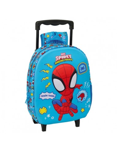 Safta Spidey Mochila con Carro - Portabotellas - Hombreras Acolchadas - Asa de Mano - 27x33x10cm - Color Azul