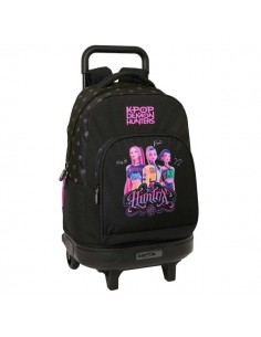 Safta K-Pop Demon Hunters Mochila con Carro - Extraible - 33L - Portabotellas - Tarjeta de Identificacion Personal - Doble