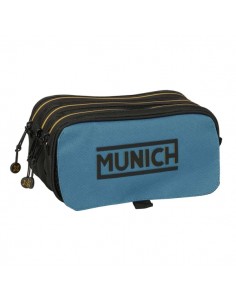 Safta Munich Portatodo - 3 Compartimentos con Cremallera - Cinta Trasera Adaptable - Bolsillo Frontal de Rejilla con Velcro -