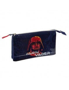 Safta Star Wars Portatodo - 3 Compartimentos con Cremallera - Bolsillo Interior Central - 22x12x3cm - Color Azul Marino