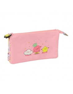 Safta Mr. Wonderful Comic Portatodo - 3 Compartimentos con Cremallera - Bolsillo Interior Central - 22x12x3cm - Color Rosa
