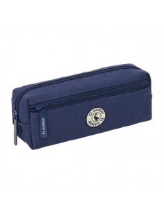Safta el Ganso Jeans Portatodo - 3 Compartimentos con Cremallera - Goma Elastica - Compacto - 22x8.5x6cm - Color Azul Marino