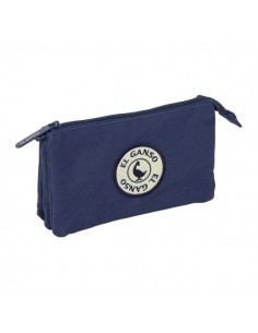 Safta el Ganso Jeans Portatodo - 3 Compartimentos con Cremallera - Bolsillo Interior Central - 22x12x3cm - Color Azul Marino