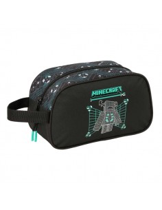Safta Minecraft Screen Neceser - Adaptable a Carro - Asa de Mano Lateral - 26x15x12cm - Color Negro