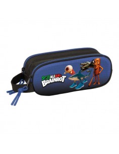 Safta Brainrot Portatodo 3D - 2 Compartimentos con Cremallera - Asa Lateral - Capacidad 1L - 21x8x6cm - Color Negro y Azul