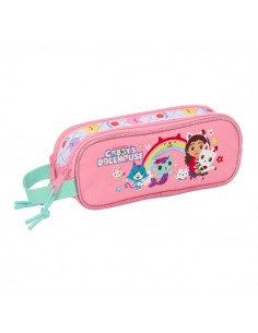 Safta Gabby's Dollhouse Portatodo - 2 Compartimentos con Cremallera - Asa Lateral - Capacidad 1L - 21x8x6cm - Color Rosa
