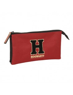 Safta Harry Potter Hogwarts Portatodo - 3 Compartimentos con Cremallera - Bolsillo Interior Central - 22x12x3cm - Color Negro