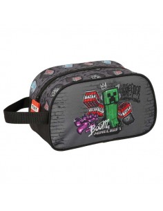 Safta Minecraft Graffiti Neceser - Adaptable a Carro - Asa de Mano Lateral - 26x15x12cm - Color Gris