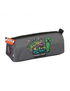 Safta Minecraft Graffiti Portatodo - 1 Compartimento con Cremallera - 21x8x7cm - Color Gris