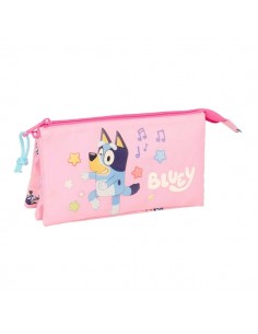 Safta Bluey Dance Portatodo - 3 Compartimentos con Cremallera - Bolsillo Interior Central - 22x12x3cm - Color Rosa