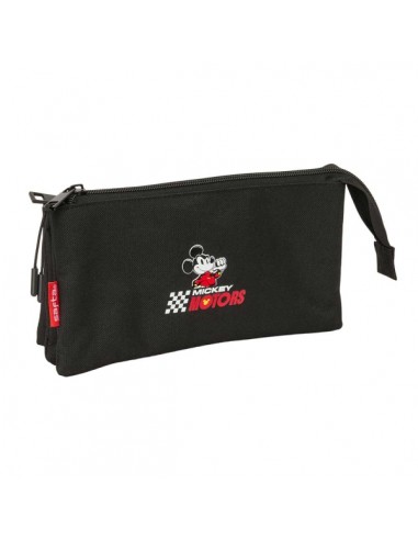 Safta Mickey and Friends Racing - Teen Portatodo - 3 Compartimentos con Cremallera - Bolsillo Interior Central - 22x12x3cm -