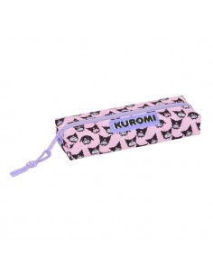Safta Kuromi Portatodo Rectangular - Goma Elastica Trasera - Cremallera - 22x4x7cm - Color Rosa