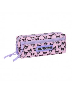 Safta Kuromi Portatodo - 3 Compartimentos con Cremallera - Goma Elastica - Compacto - 22x8.5x6cm - Color Rosa