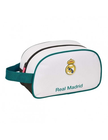 Safta Real Madrid Equipacion 26 27 Neceser - Adaptable a Carro - Asa de Mano Lateral - 26x15x12cm - Color Blanco y Negro