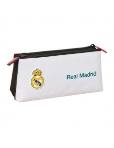Safta Real Madrid Equipacion 26 27 Neceser - 2 Compartimentos - Cremallera - 22x10x8cm - Color Blanco y Negro