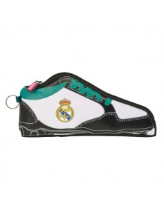 Safta Real Madrid Equipacion 26 27 Portatodo con Forma de Bota - Cremallera - 24x10x2cm - Color Blanco y Negro