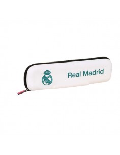 Safta Real Madrid Equipacion 26 27 Portatodo Estrecho - Silicona - Cremallera - 20x5.5x2cm - Color Blanco
