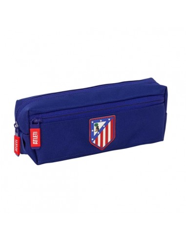 Safta Atletico de Madrid Portatodo - 3 Compartimentos con Cremallera - Goma Elastica - Compacto - 22x8.5x6cm - Color Azul