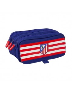 Safta Atletico de Madrid Portatodo - 3 Compartimentos con Cremallera - Cinta Trasera Adaptable - Bolsillo Frontal de Rejilla
