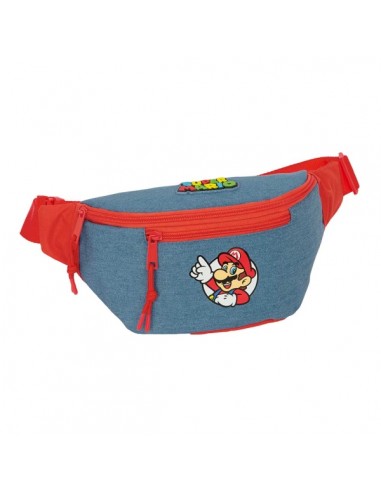 Safta Super Mario Bolsa de Cintura - Cremallera - Cintas Ajustables - Cierre de PVC - Bolsillo Frontal - 23x12x9cm - Color