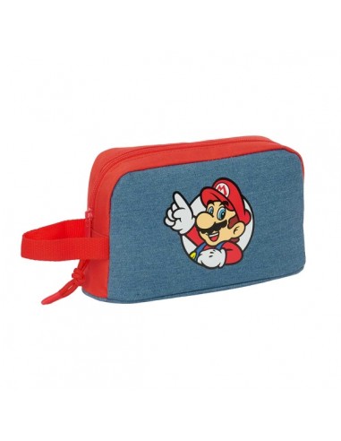 Safta Super Mario Bolsa Isotermica Porta Alimentos - Asa de Mano Lateral - Cremallera - 21.5x12x6.5cm - Color Rojo y Azul
