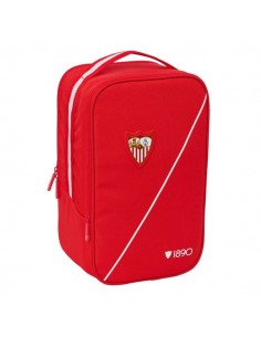 Safta Sevilla FC Zapatillero Doble - Bolsillo Interior de Velcro - Compartimento Trasero con Cremallera - Asa de Mano -