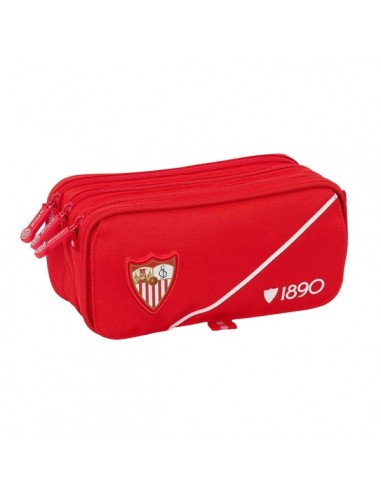 Safta Sevilla FC Portatodo - 3 Compartimentos con Cremallera - Cinta Trasera Adaptable - Bolsillo Frontal de Rejilla con