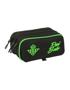 Safta Real Betis Balompie Portatodo - 3 Compartimentos con Cremallera - Cinta Trasera Adaptable - Bolsillo Frontal de Rejilla