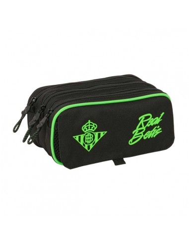Safta Real Betis Balompie Portatodo - 3 Compartimentos con Cremallera - Cinta Trasera Adaptable - Bolsillo Frontal de Rejilla