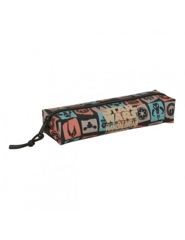 Safta Mandalorian and Grogu Portatodo Rectangular - Goma Elastica Trasera - Cremallera - 22x4x7cm - Color Negro
