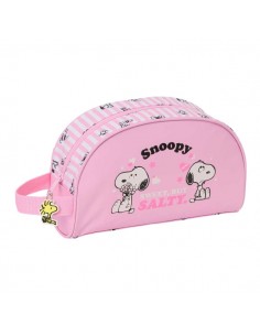 Safta Snoopy Neceser - Adaptable a Carro - Asa de Mano Lateral - Bolsillo Interior con Cremallera - 26x16x9cm - Color Rosa