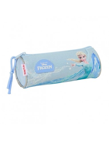 Safta Frozen Portatodo Redondo - Cremallera con Tirador - 20x7x7cm - Color Azul Pastel