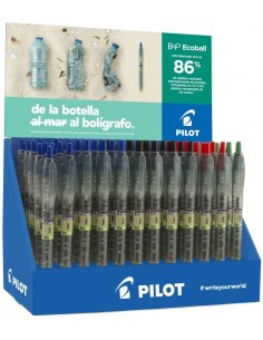 Pilot Expositor 60 Boligrafos de Bola Retractiles B2P Ecoball BeGreen-10 B2P Gel BeGreen - 86 64-de Plastico Reciclado -