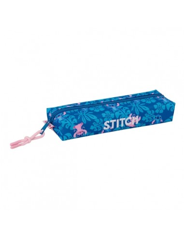 Safta Stitch Lio Portatodo Rectangular - Goma Elastica Trasera - Cremallera - 22x4x7cm - Color Azul Oscuro