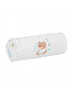 Safta Real Madrid Preescolar Portatodo Redondo - Cremallera con Tirador - 20x7x7cm - Color Blanco