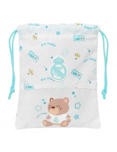 Safta Real Madrid Preescolar Saquito para Merienda - Cierre con Cordon - Compacto - 20x25cm - Color Blanco