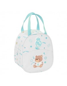 Safta Real Madrid Bolsa Preescolar Isotermica - Asa de Mano - Cremallera - 19x22x14cm - Color Blanco