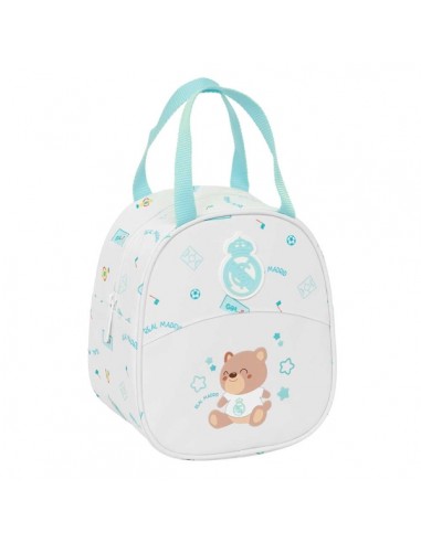 Safta Real Madrid Bolsa Preescolar Isotermica - Asa de Mano - Cremallera - 19x22x14cm - Color Blanco