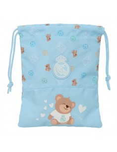 Safta Real Madrid Preescolar Saquito para Merienda - Cierre con Cordon - Compacto - 20x25cm - Color Azul