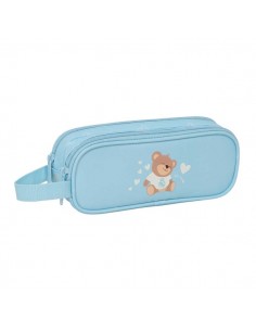 Safta Real Madrid Preescolar Portatodo - 2 Compartimentos con Cremallera - Asa Lateral - Capacidad 1L - 21x8x6cm - Color Azul